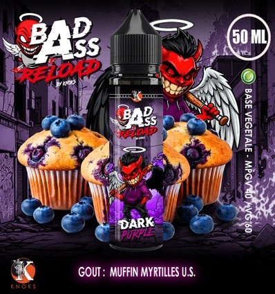 E-liquide Dark Purple Bad Ass Reload Knoks - 50ml - muffin myrtille